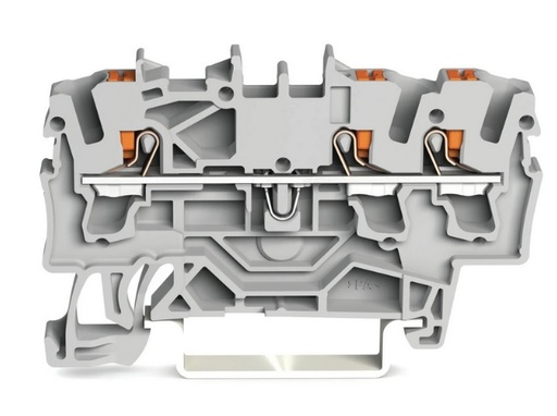 [WAG101035] BORNA DE PASO 3 CONDUCTORES CON TECLA DE ACCIONAMIENTO C.MAX 24A, SECCION 2,5MM2, 28-12 AWG (WAG101035 / 2202-1301)