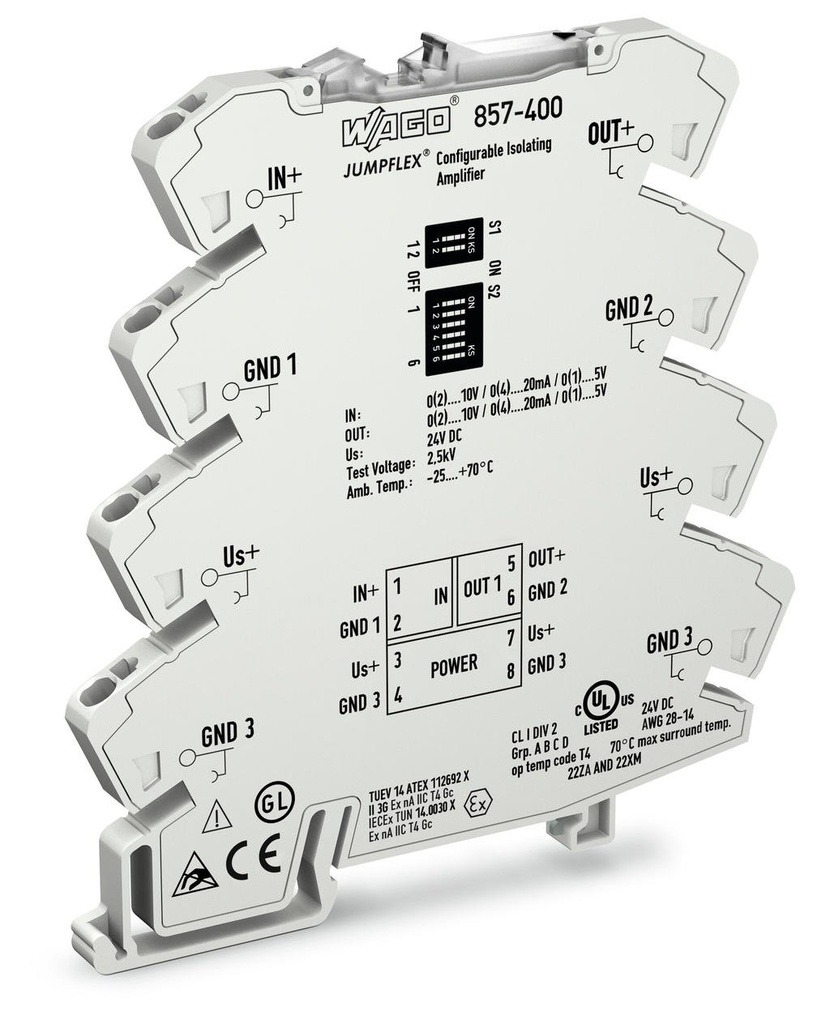 AMPLIFICADOR AISLADOR; CONFIGURABLE; AJUSTE CERO/GAMA DE MEDICION (WAG100674 / 857-400)