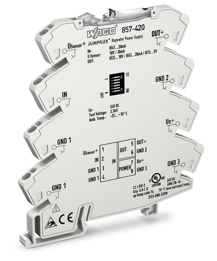 AISLANTE DE ALIMENTACION; CONFIGURABLE; SALIDA DE CORRIENTE Y DE TENSION (WAG100677 / 857-420)