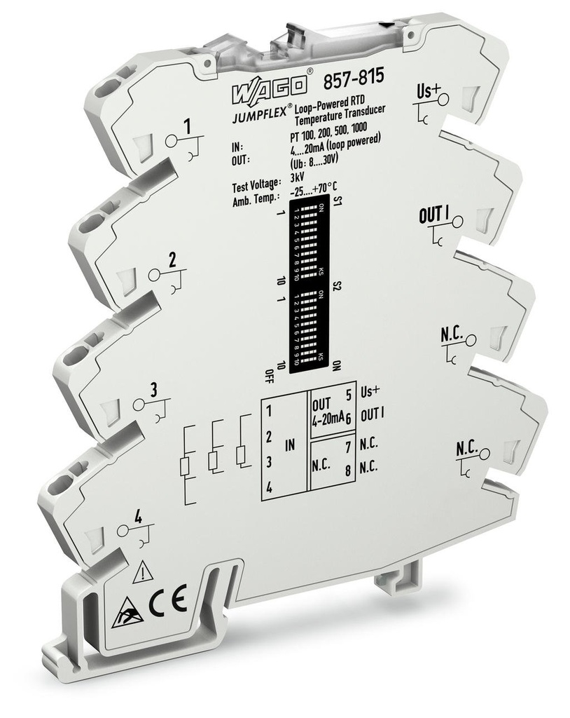 CONVERT TEMP; PT100, PT200, PT500, PT1000, RESISTENCIA 0…1 KOHM, 0…4,5 KOHM; SAL PASIVA 4…20MA-INV (WAG100969 / 857-815)